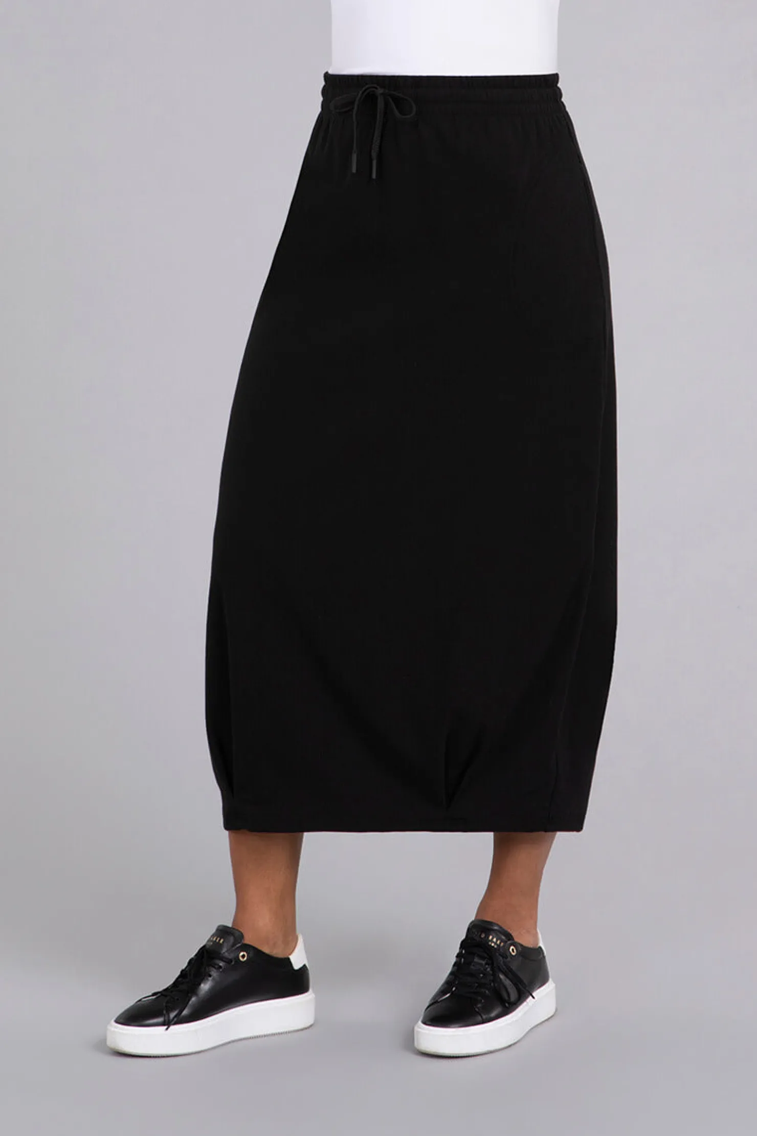Sympli Bottoms>Bamboo Fleece Pleat Hem Skirt Black