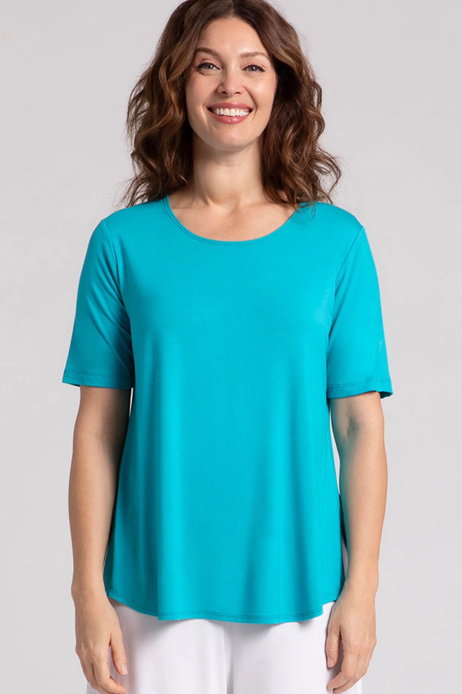 Sympli Tops>Bamboo Go To Classic T Relax Turquoise