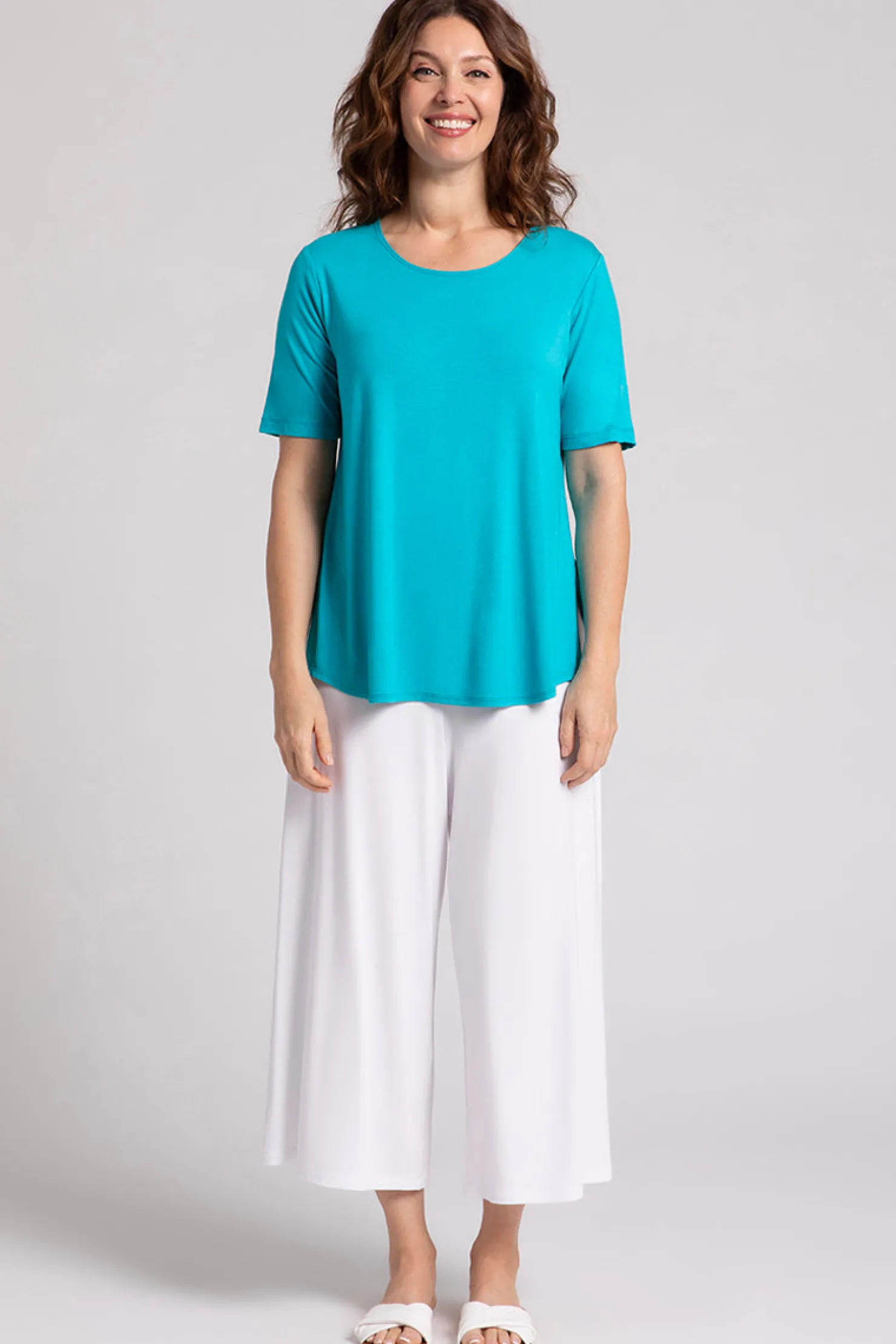 Sympli Tops>Bamboo Go To Classic T Relax Turquoise