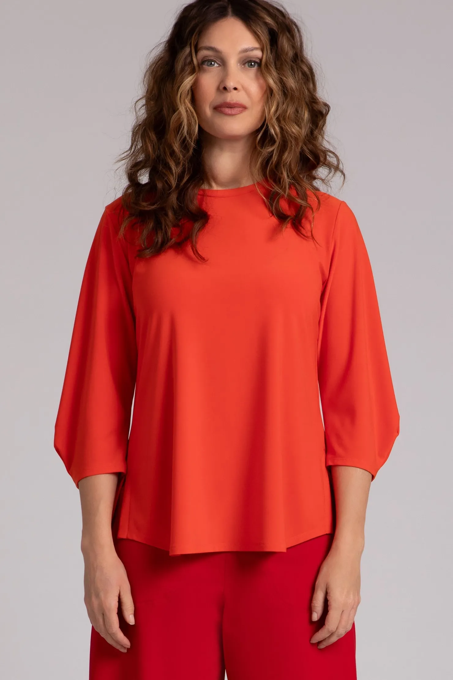 Sympli Tops>Classic Fit Lantern Top Orange