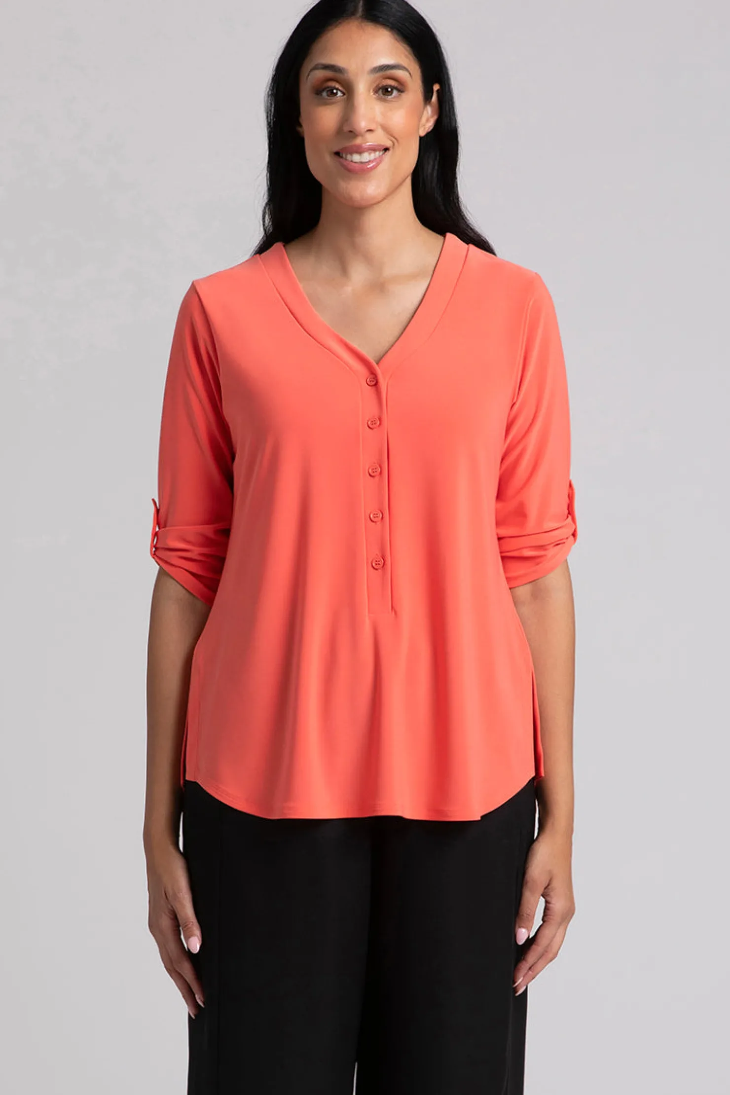 Sympli Tops>Convoy Henley Coral