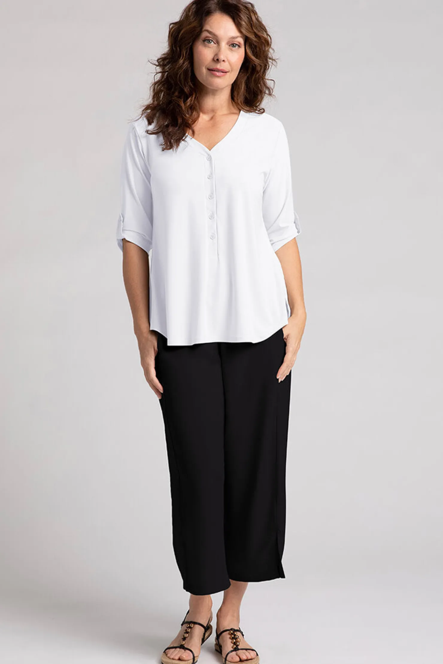 Sympli Tops>Convoy Henley White