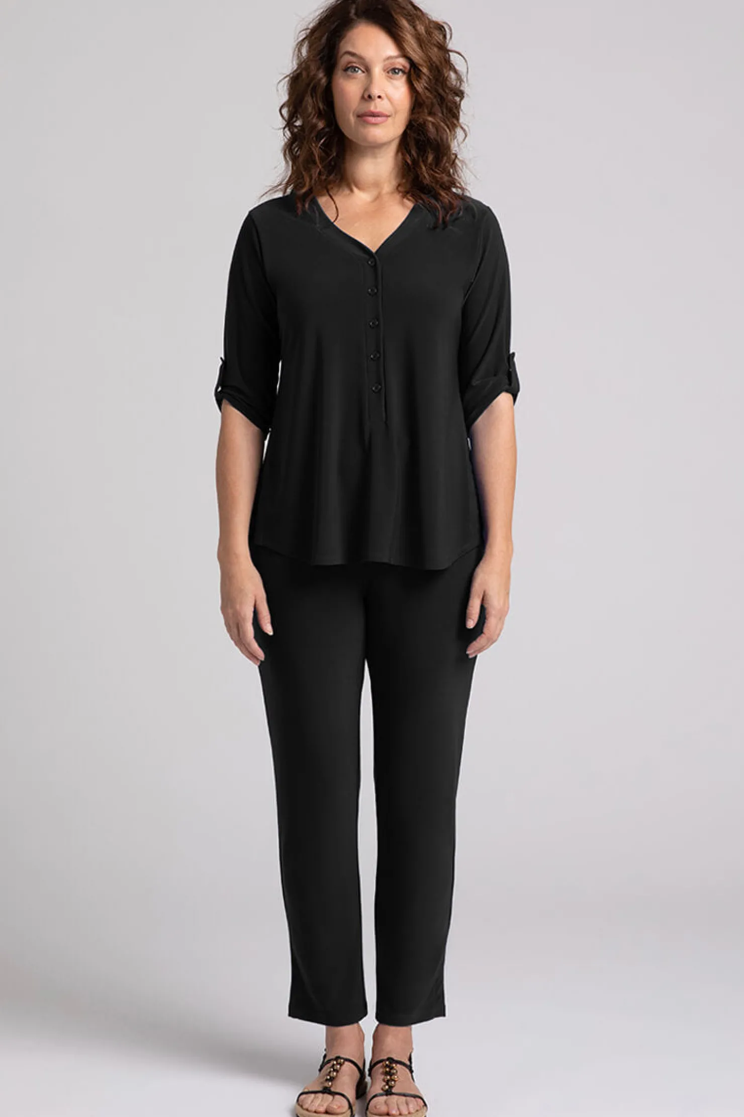 Sympli Tops>Convoy Henley Black