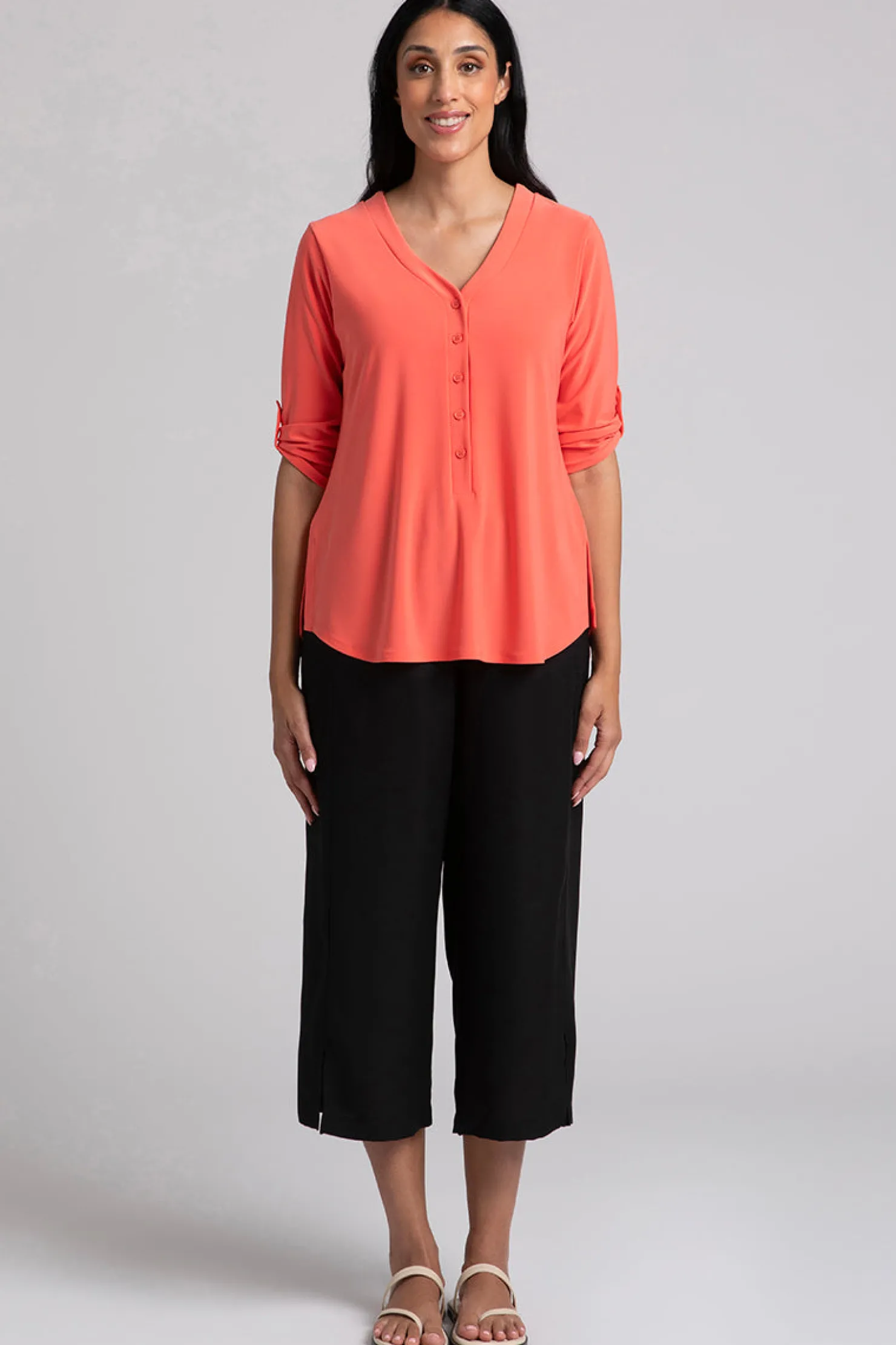Sympli Tops>Convoy Henley Coral