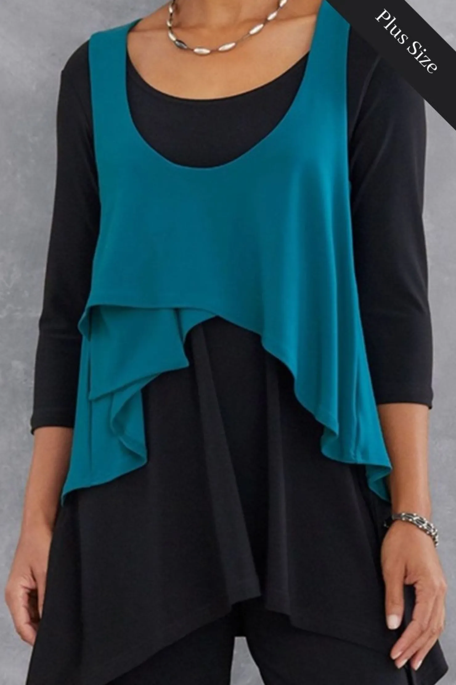 Sympli Tops>Crop Smock Plus Teal