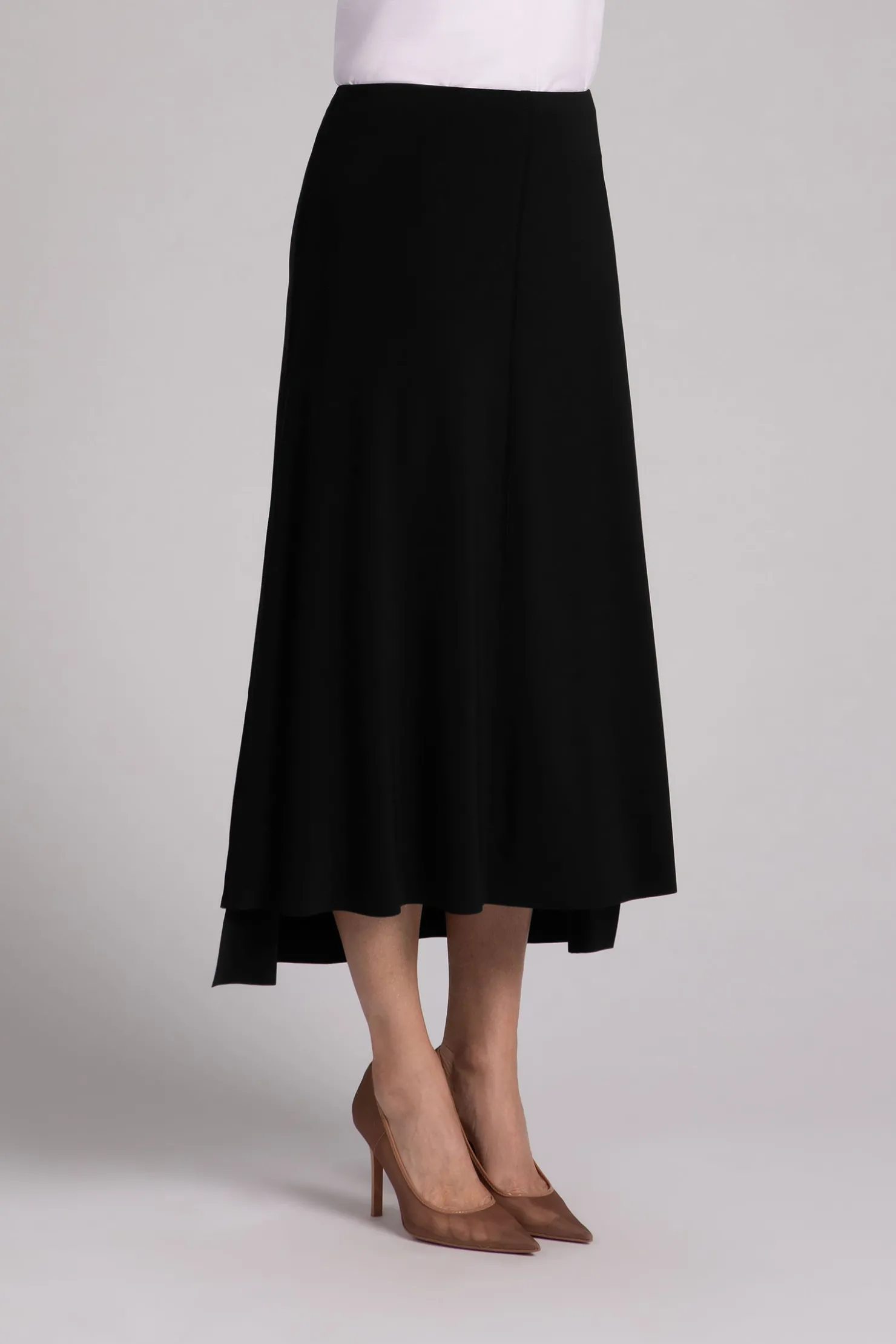 Sympli Bottoms>Flounce A-Line Midi Skirt Black
