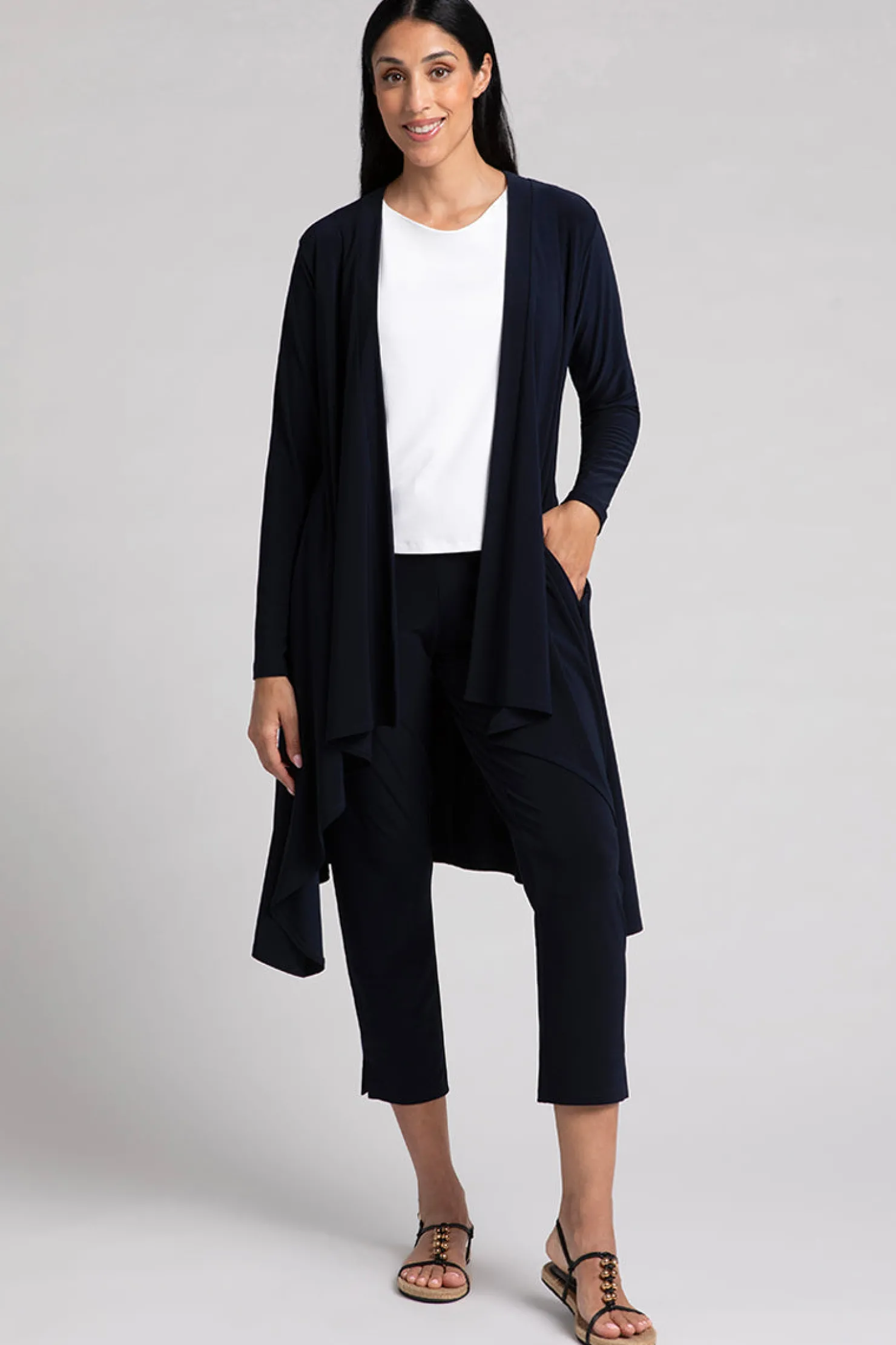 Sympli Sweaters & Cardigans>Flutter Duster Cardigan Navy