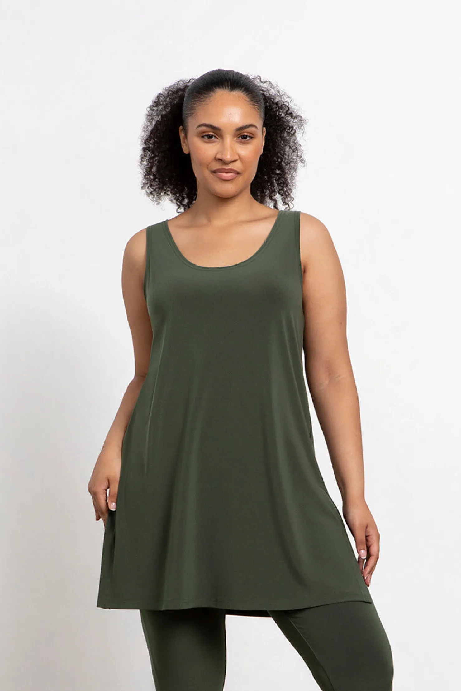 Sympli Tops>Go To Tank Tunic MelangeOlive
