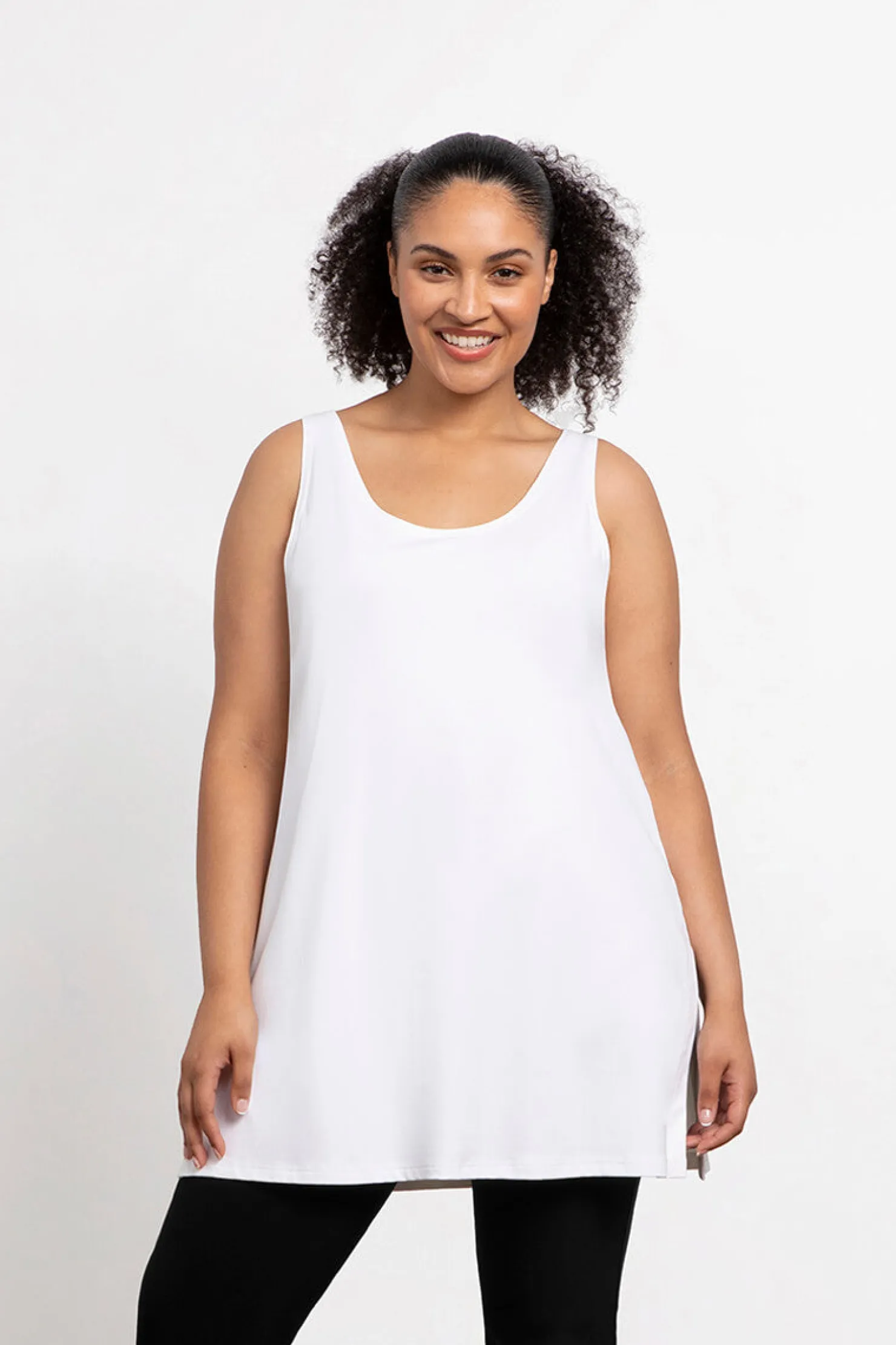 Sympli Tops>Go To Tank Tunic White