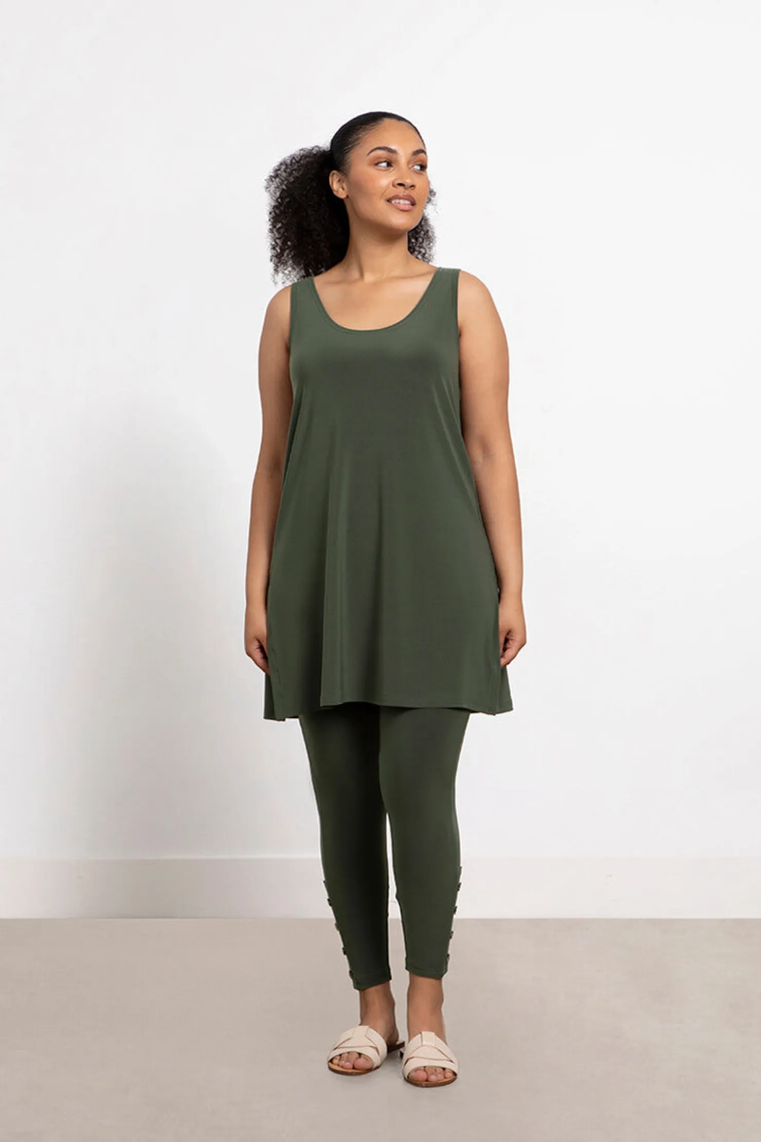 Sympli Tops>Go To Tank Tunic MelangeOlive