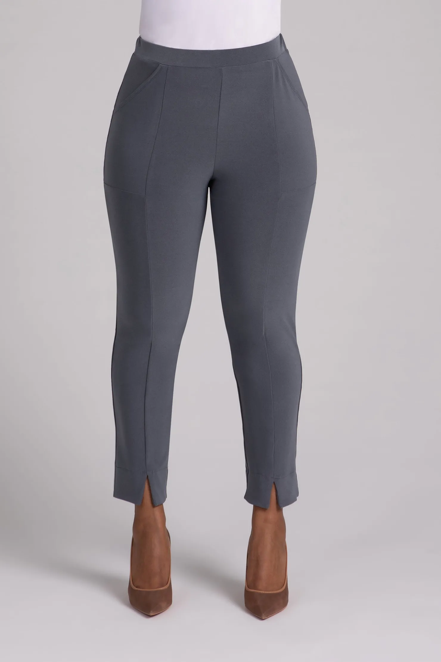 Sympli Bottoms>Hepburn Ankle Pant MelangeGunmetal