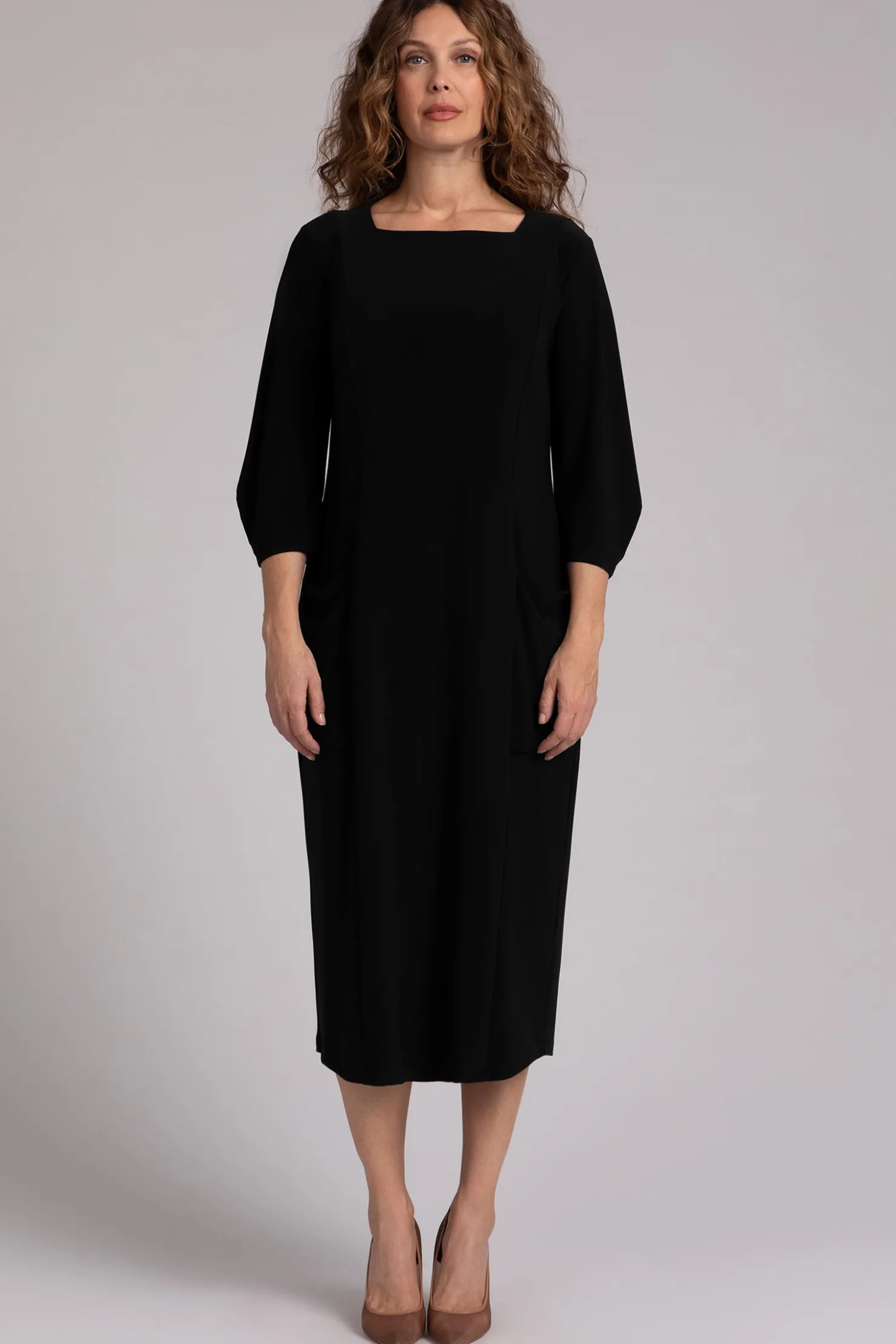 Sympli Dresses>Lantern Column Dress Black