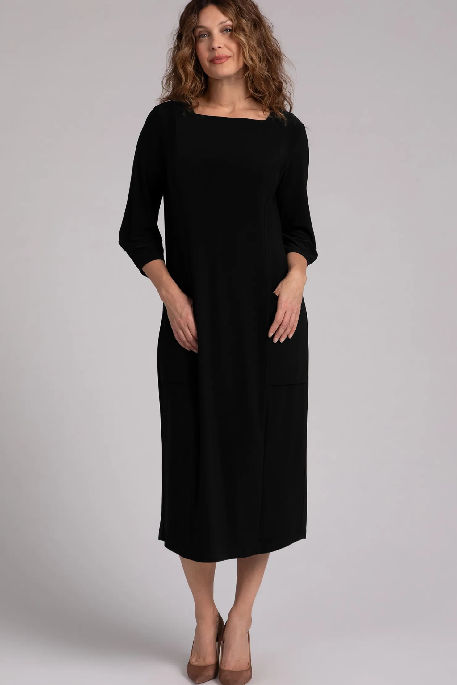 Sympli Dresses>Lantern Column Dress Black