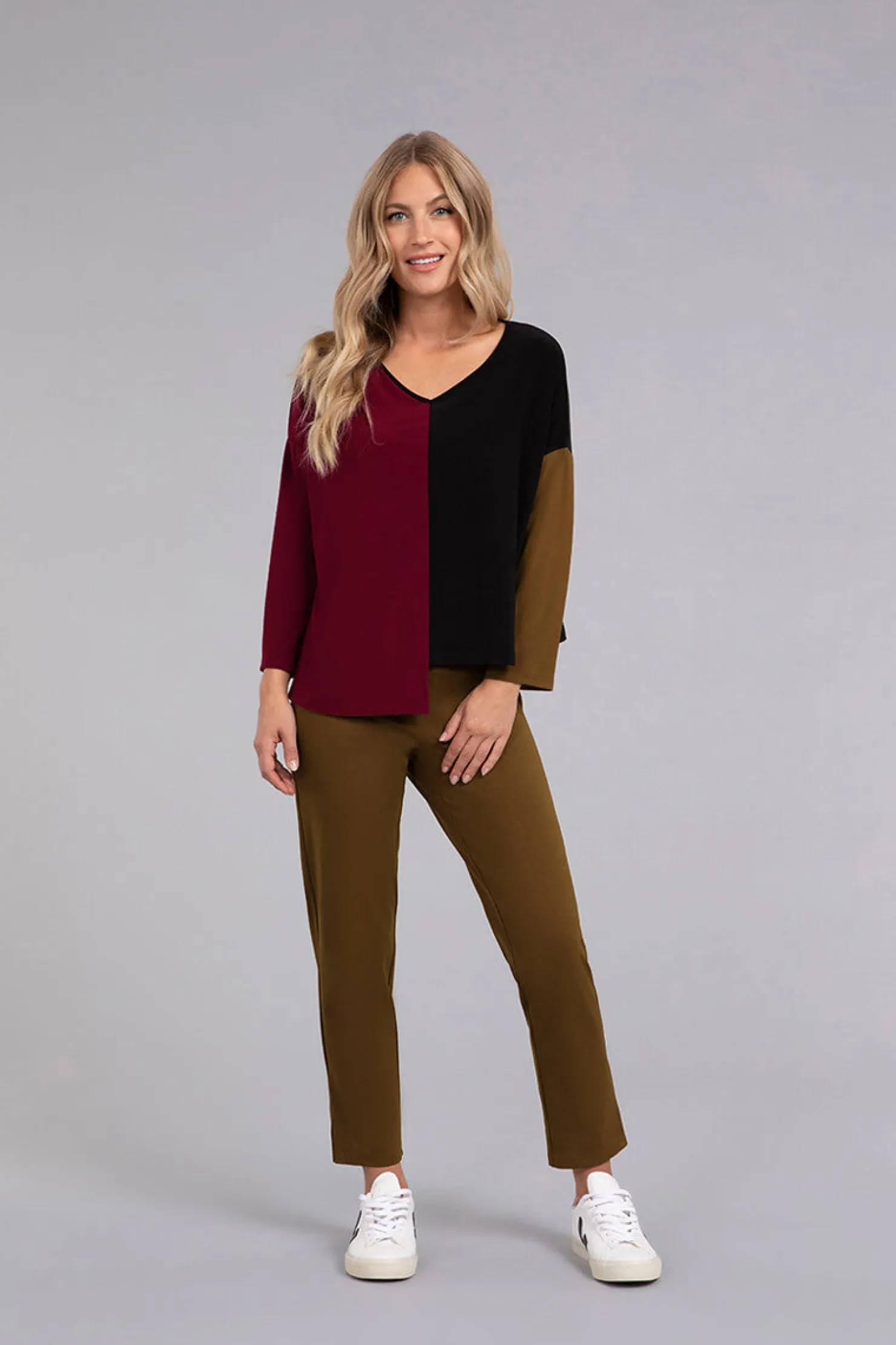 Sympli Bottoms>Lux Yoke Narrow Pant Midi Tobacco