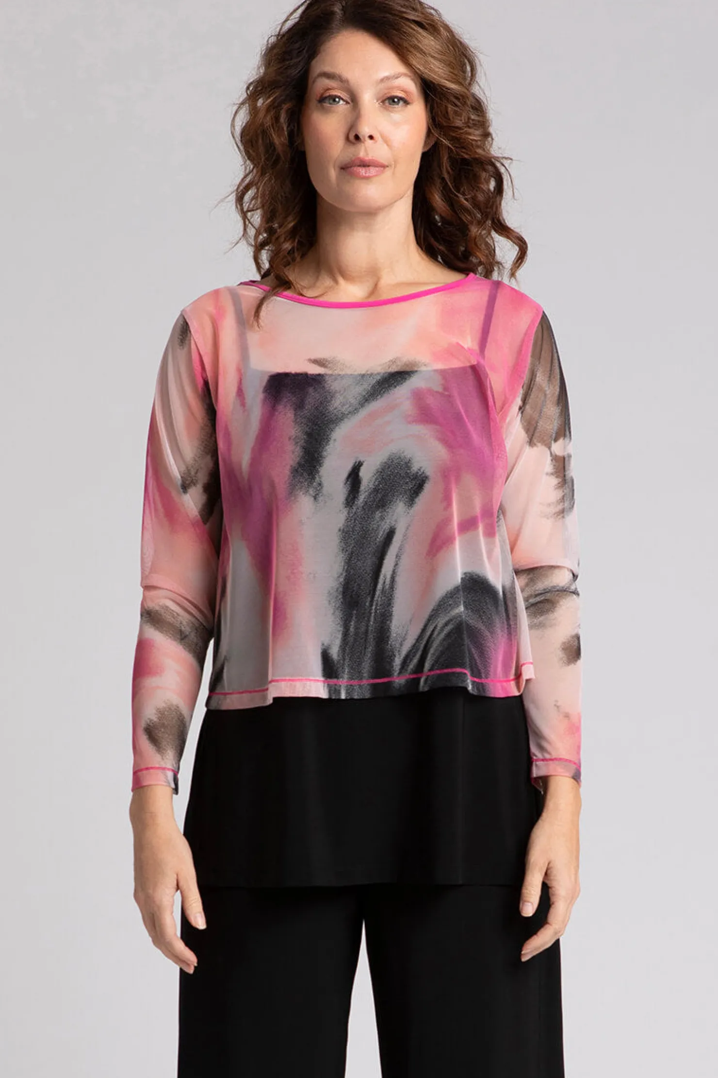 Sympli Tops>Mesh Go To Cropped T MarblePrint