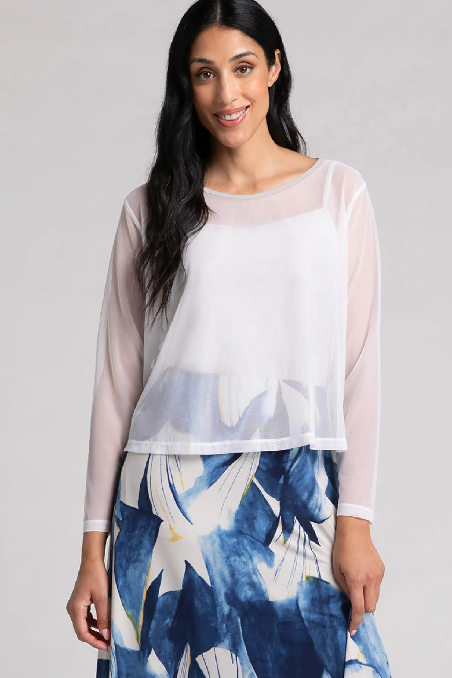 Sympli Tops>Mesh Go To Cropped T White
