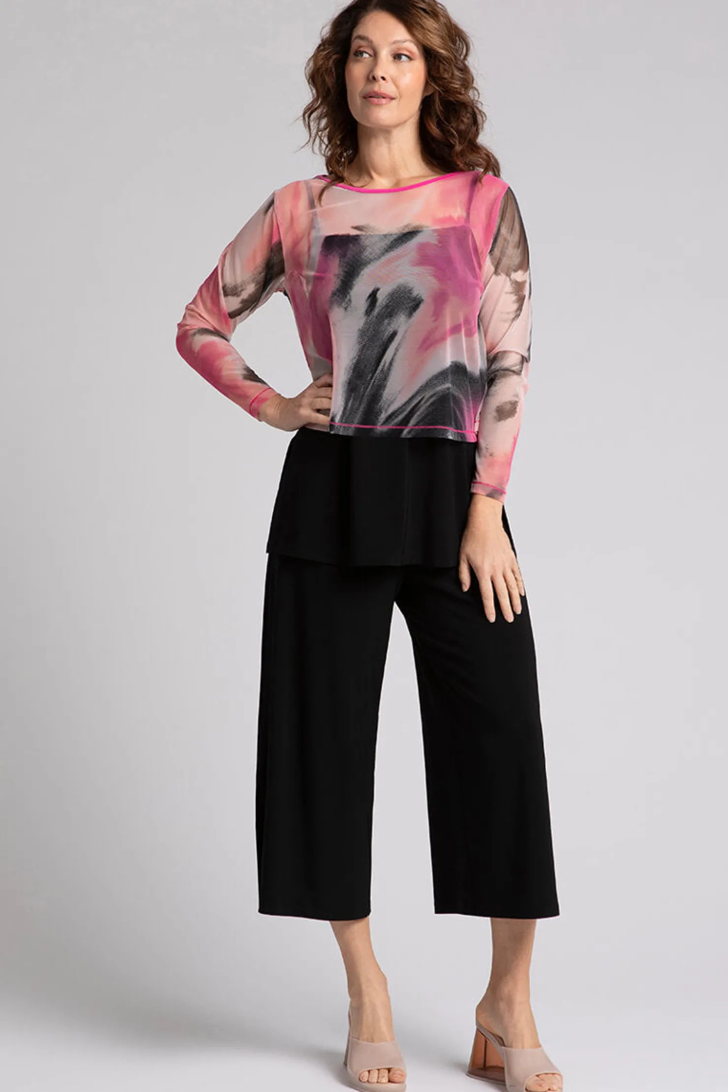 Sympli Tops>Mesh Go To Cropped T MarblePrint