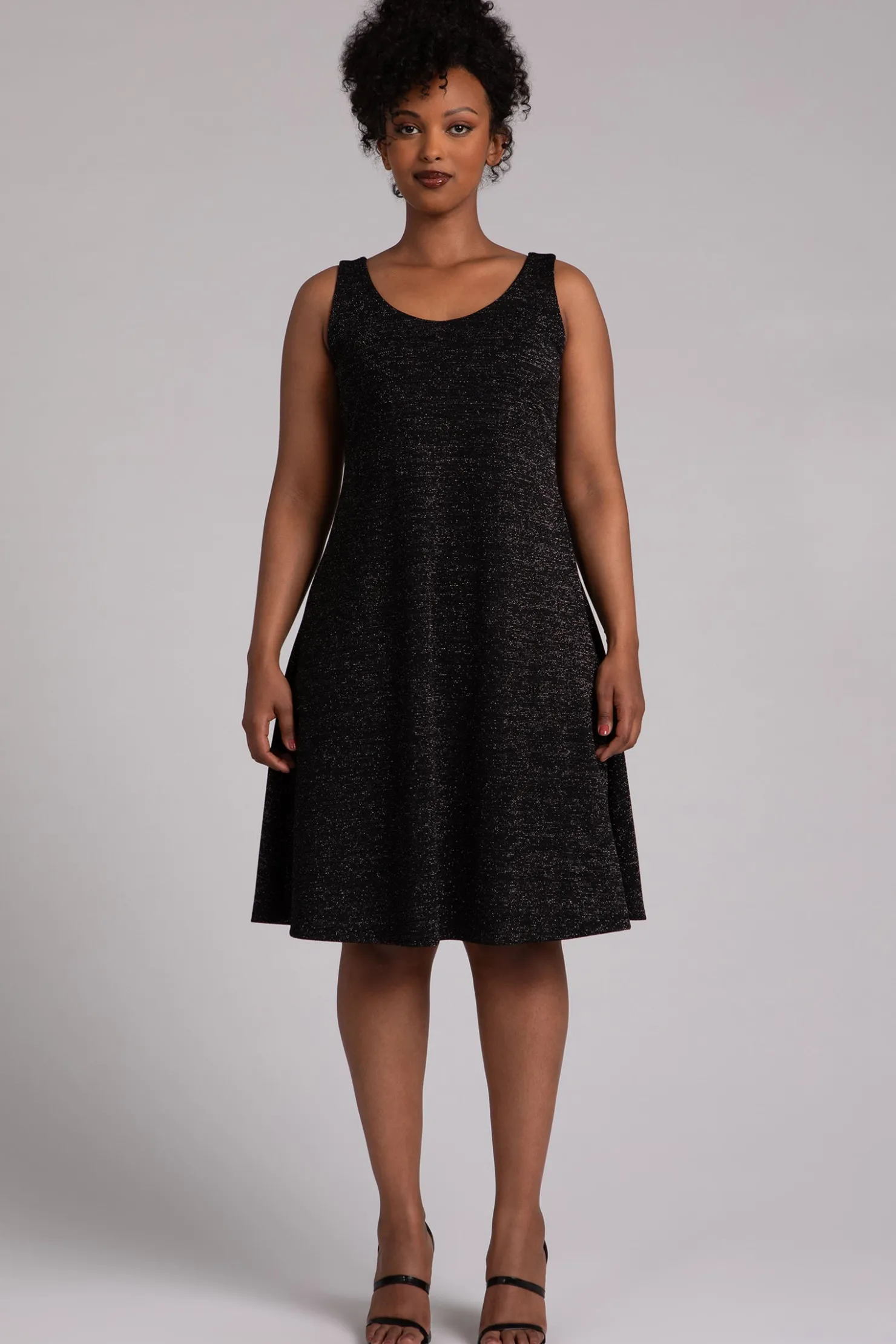 Sympli Dresses>Metallic Pique Nu Tank Dress Short Black