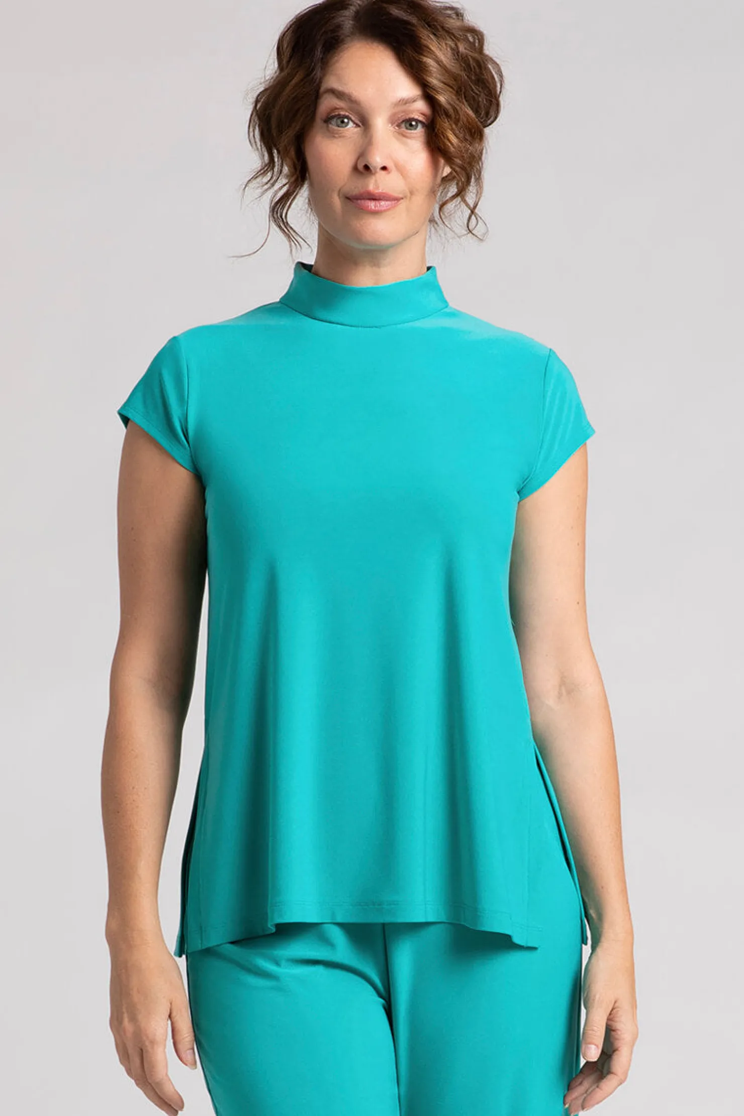Sympli Tops>Mock Neck Top Relax Gem