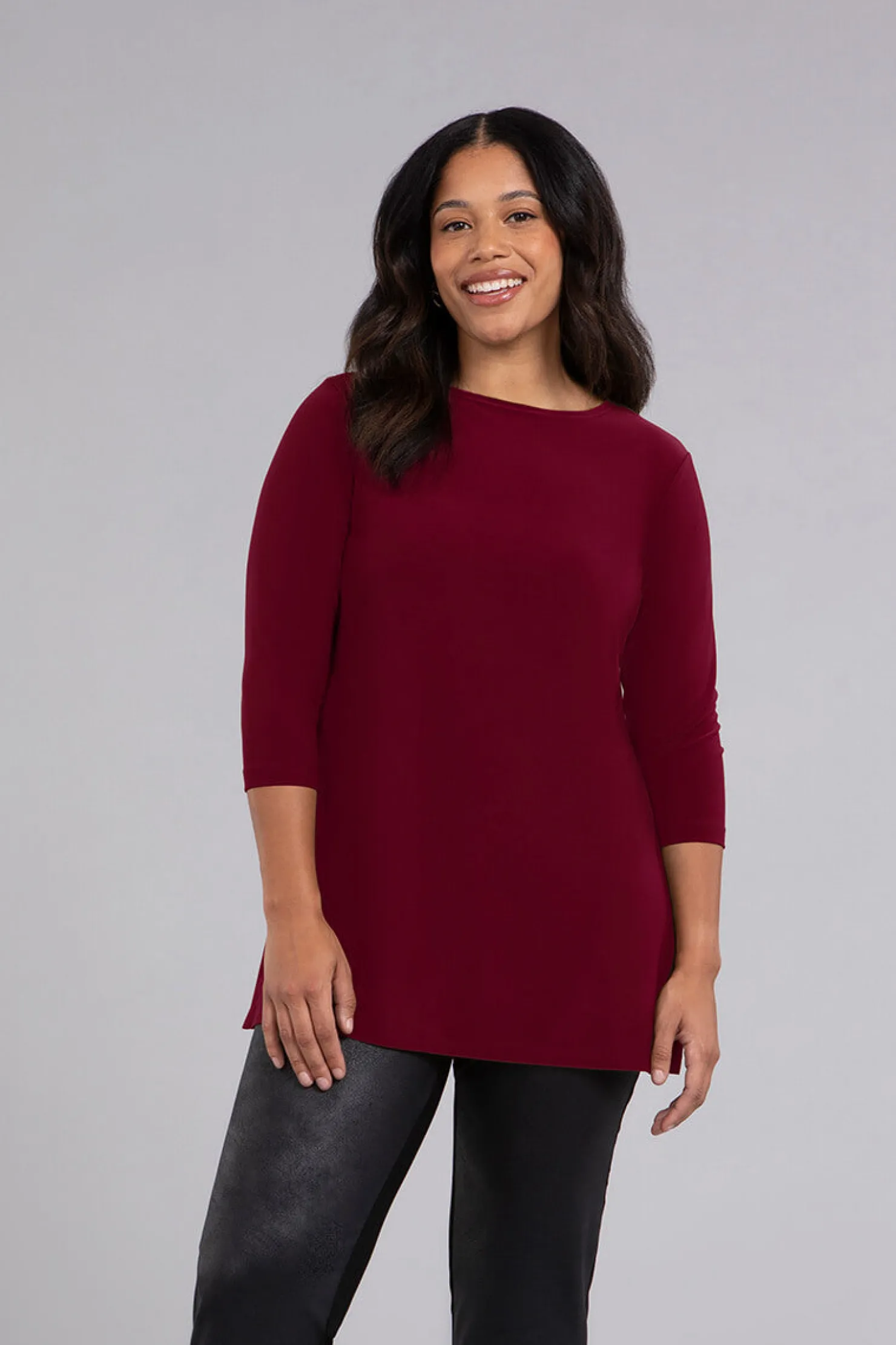 Sympli Tops>Nu Ideal Tunic Bloodstone