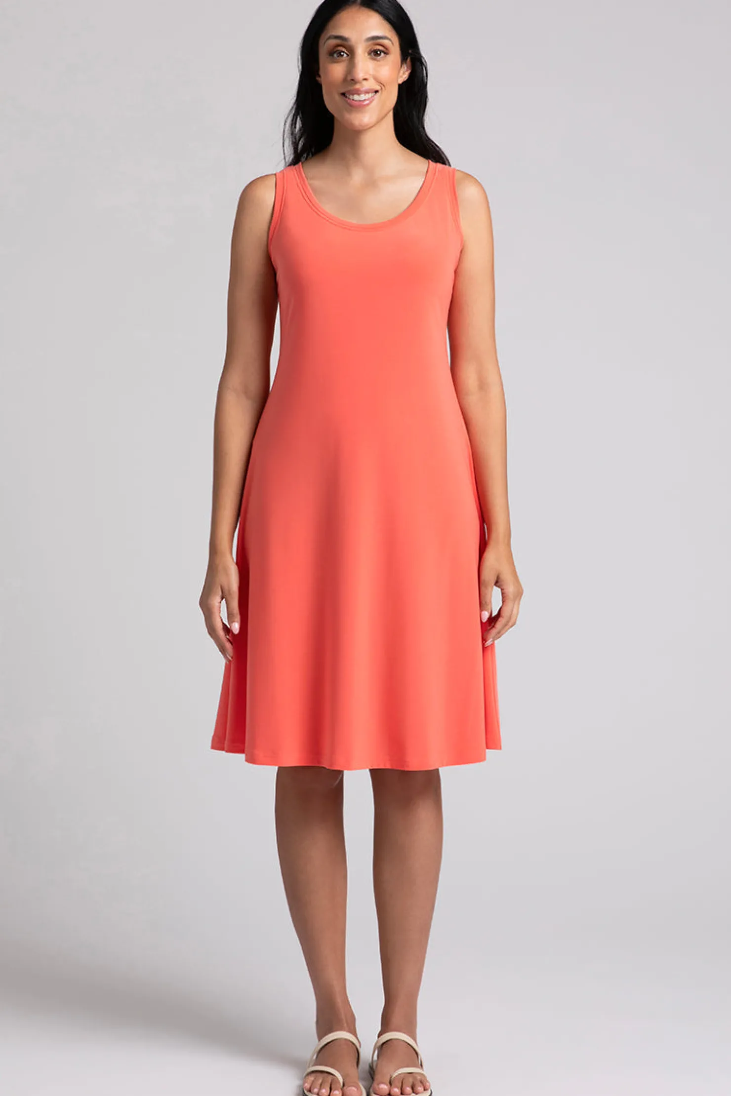 Sympli Dresses>Nu Tank Dress Short Coral