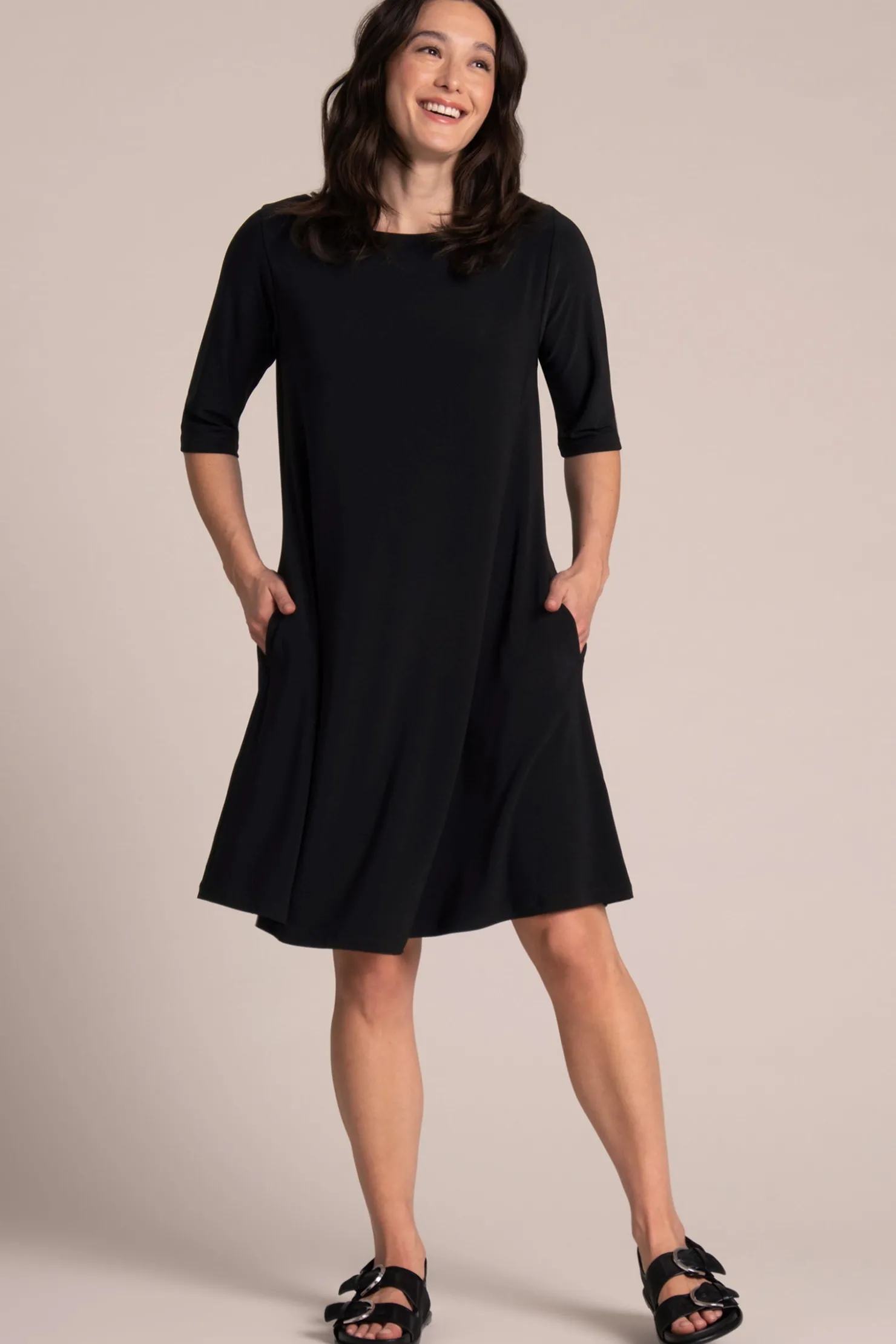 Sympli Dresses>Nu Trapeze Dress Black