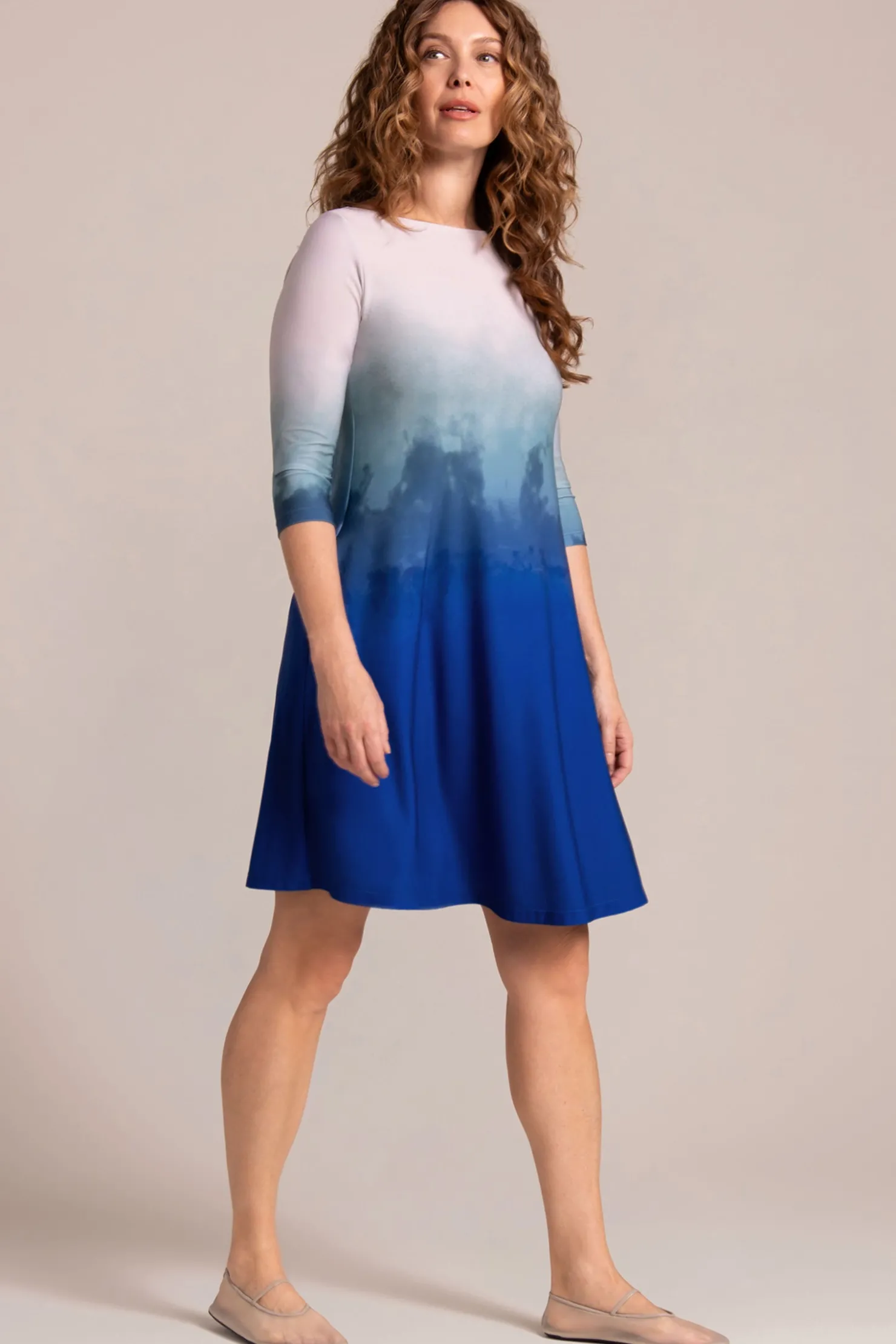 Sympli Dresses>Nu Trapeze Dress Sand&Surf