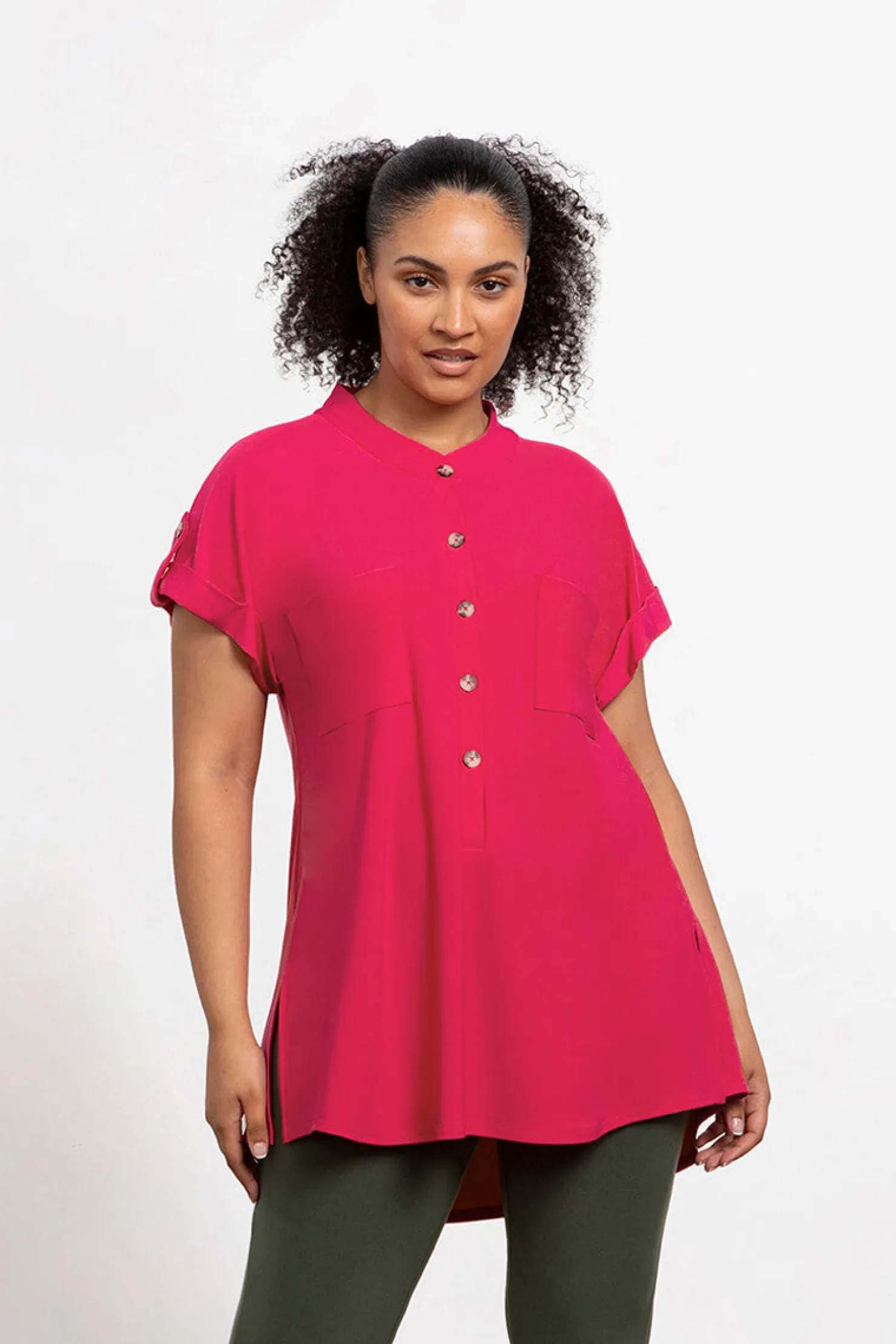 Sympli Tops>Quest Pocket Tunic Watermelon