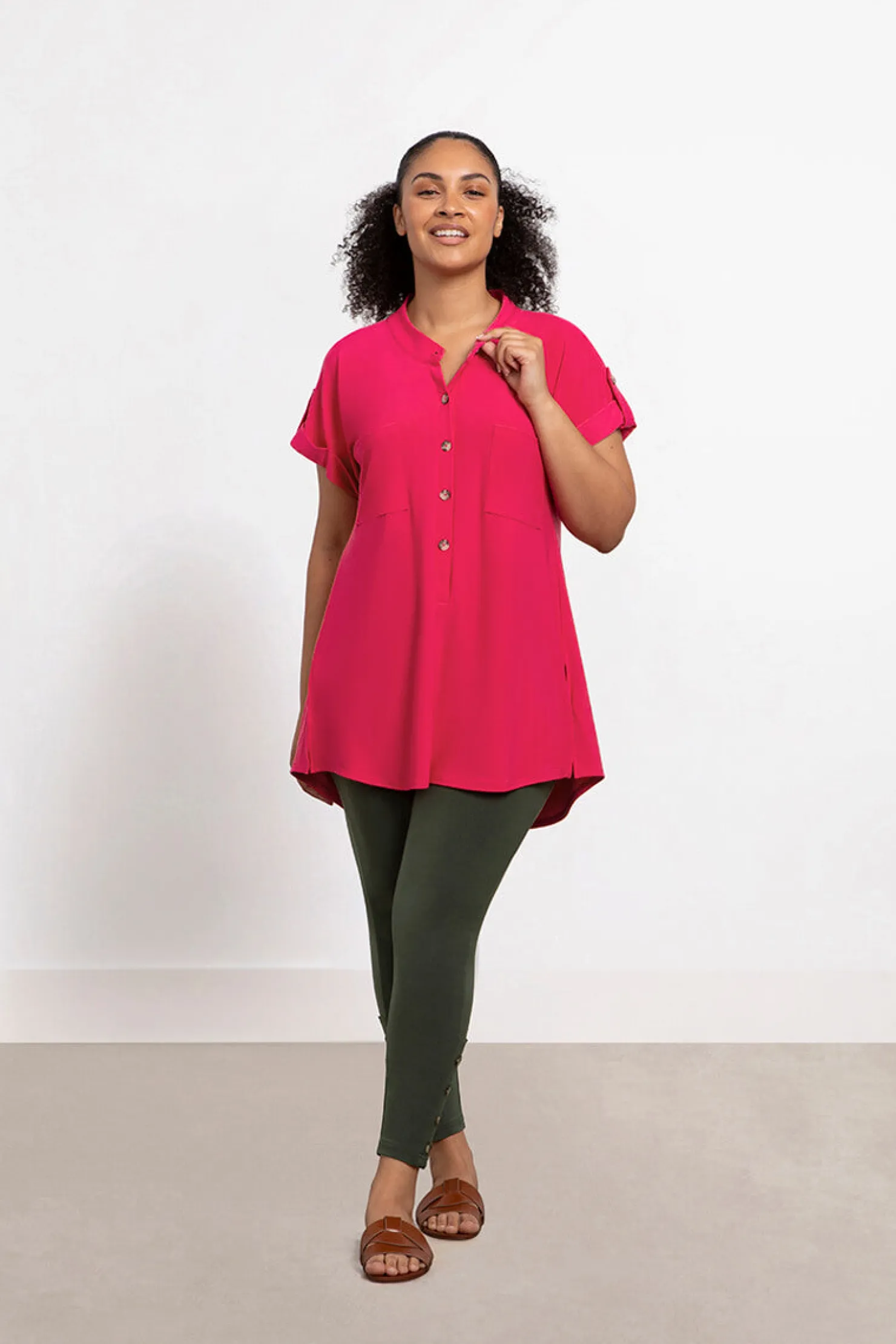 Sympli Tops>Quest Pocket Tunic Watermelon