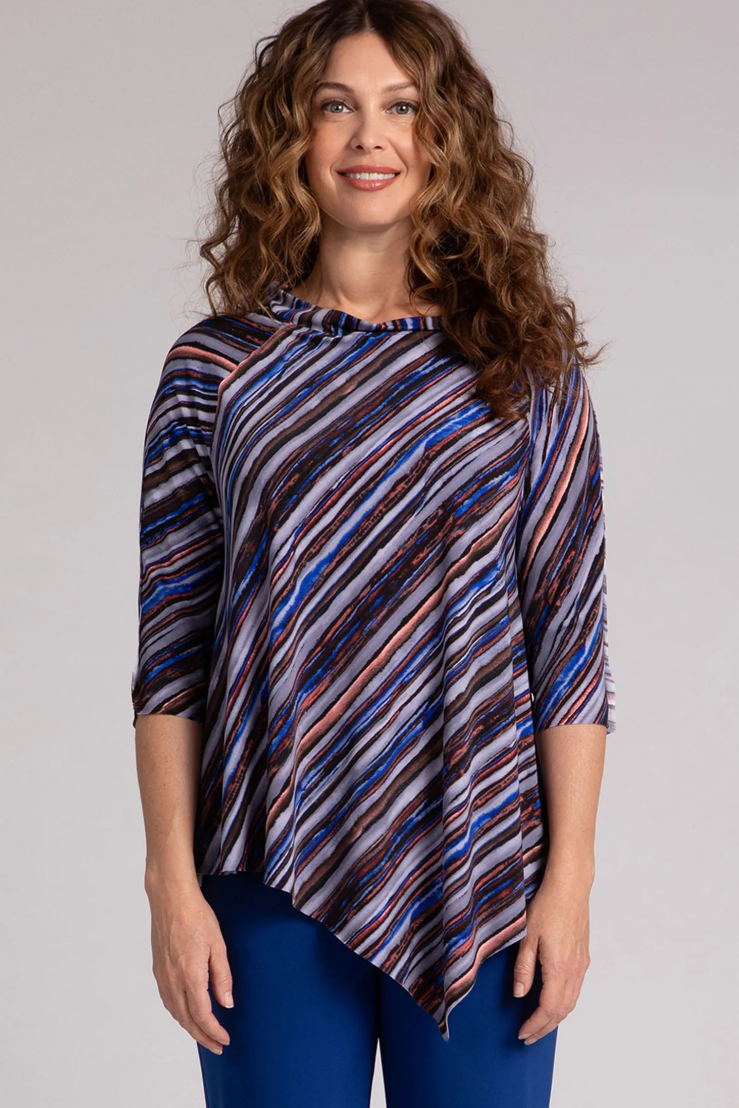 Sympli Tops>Raglan Handkerchief Top ElementalStripes