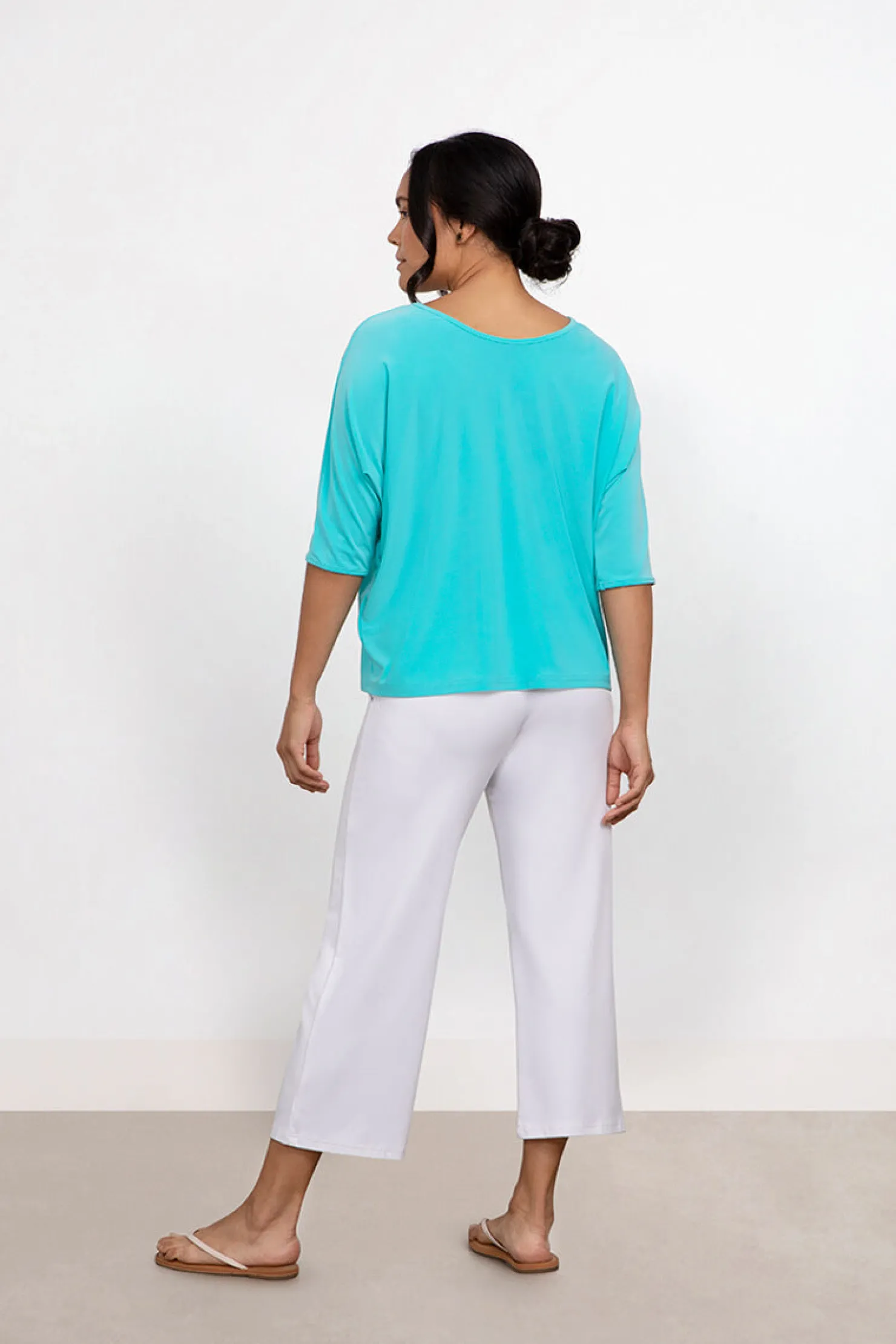 Sympli Tops>Reversible Cinch Top Aqua
