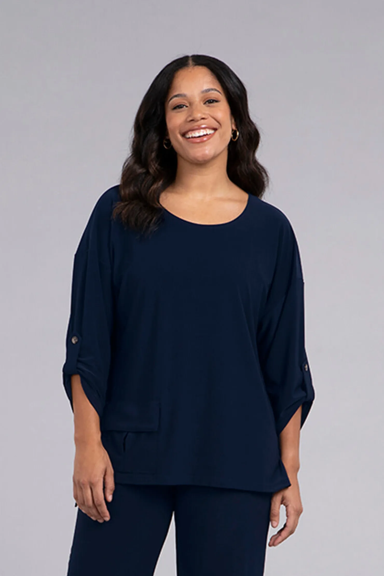 Sympli Tops>Safari Top Navy