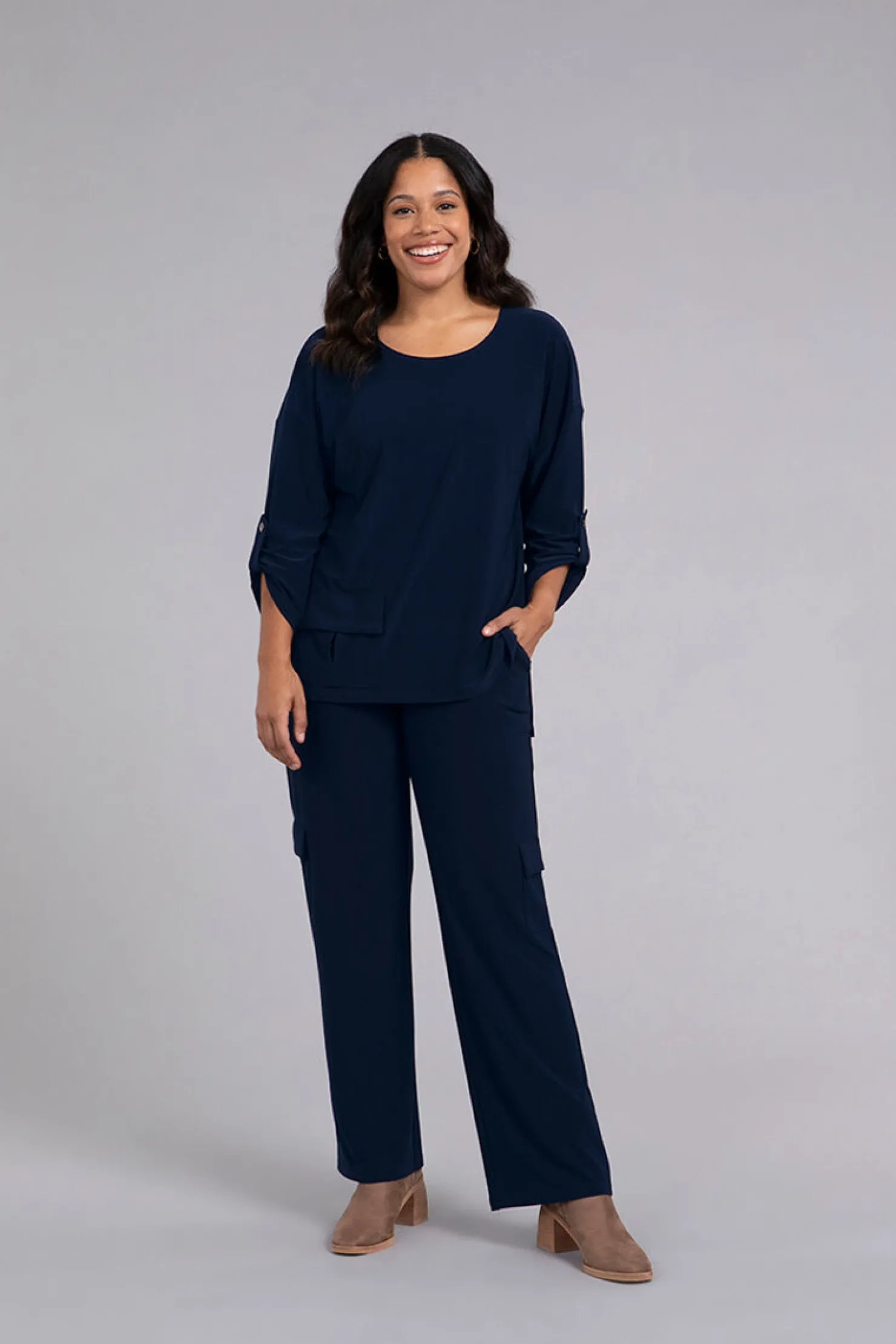 Sympli Tops>Safari Top Navy