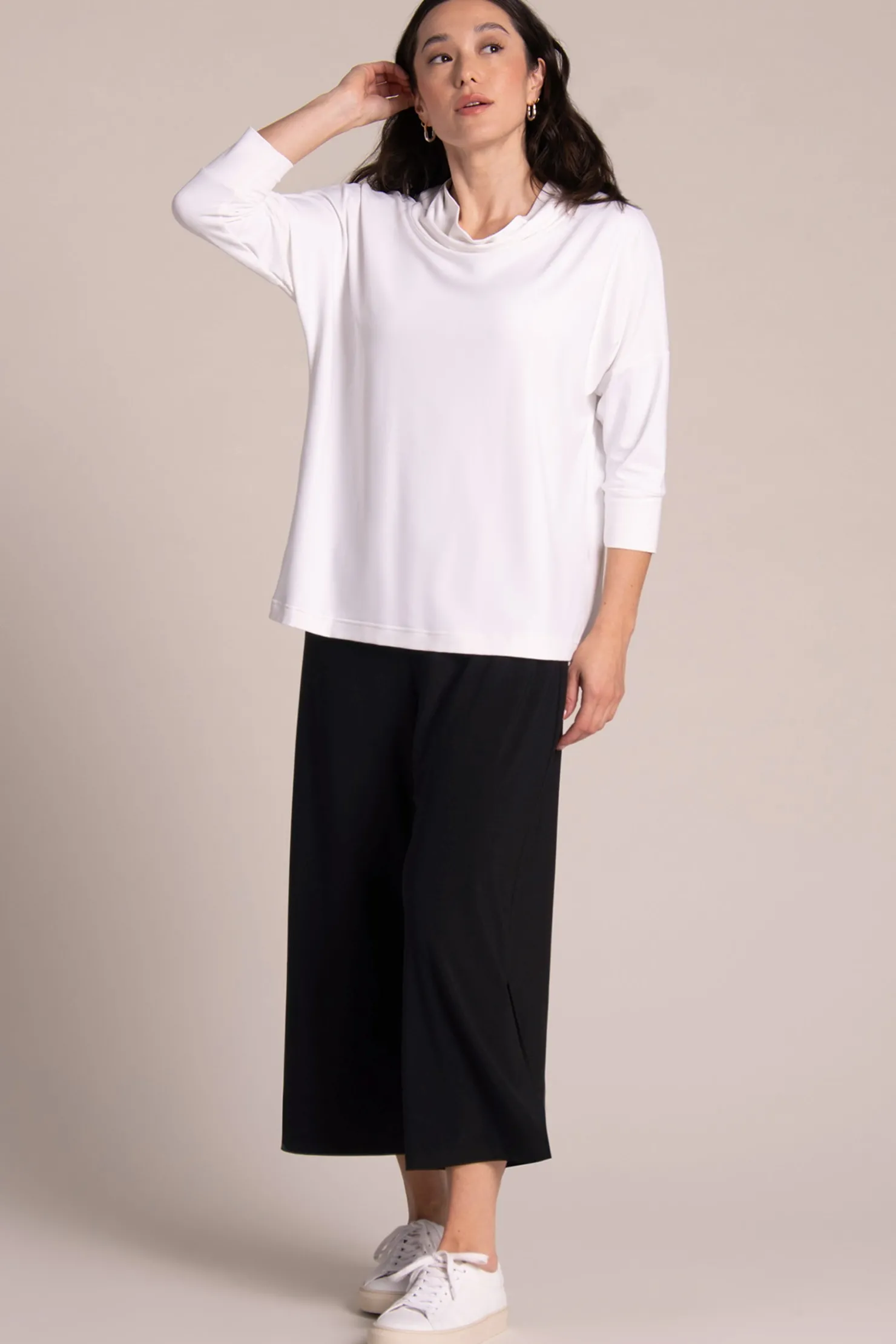 Sympli Tops>Slouch Sweatshirt White