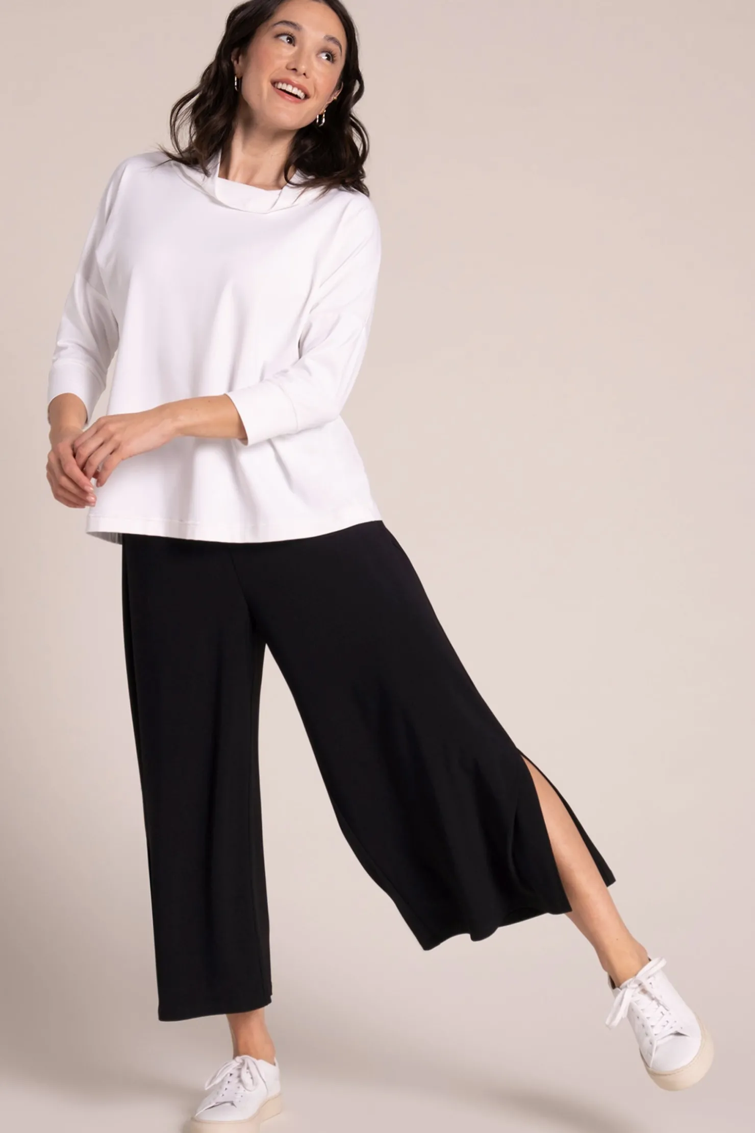 Sympli Tops>Slouch Sweatshirt White