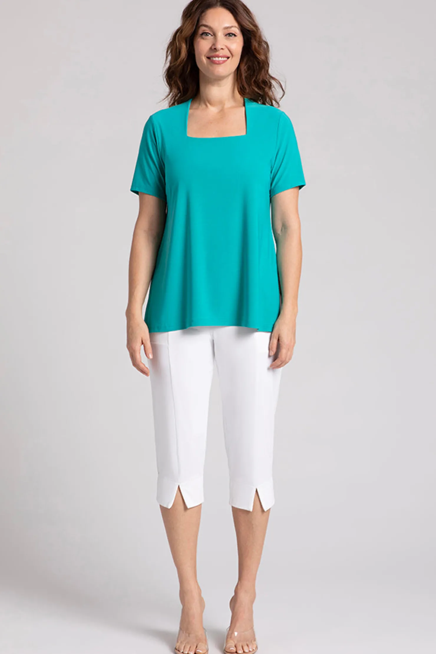 Sympli Tops>Square Neck Top Gem
